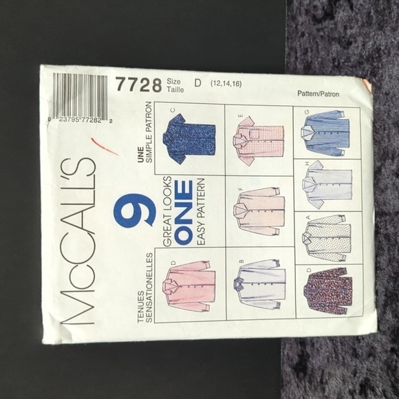 🐢McCall's 7728 Uncut/Unused Women's Blouse Sewing Pattern Size D (12, 14, 16) - Picture 1 of 3